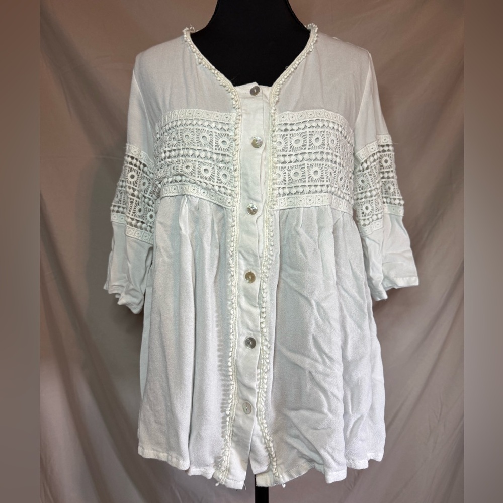 POL‎ White Cotton Tunic Top